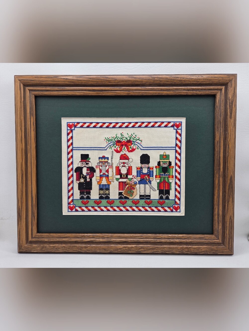 Vintage Cross Stitch Christmas Santa Nutcracker Sampler Pirate Framed 1989 16x13